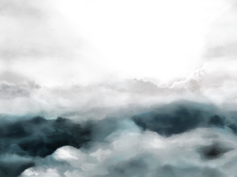  中式新中式水墨山水画壁纸壁布墙纸墙布背景墙 