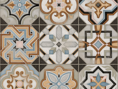  现代几何花砖  石材拼花 小花砖地砖瓷砖 