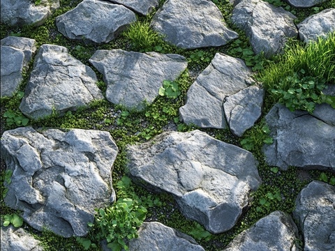  户外草地、雪地、地石砖、泥地碎石地表 