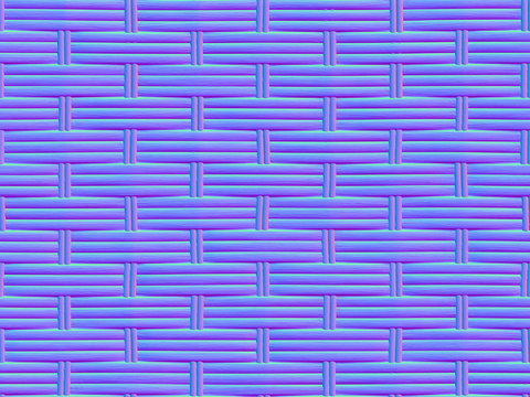  藤编竹编编织物法线凹凸贴图 