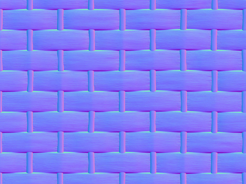  藤编竹编编织物法线凹凸贴图 