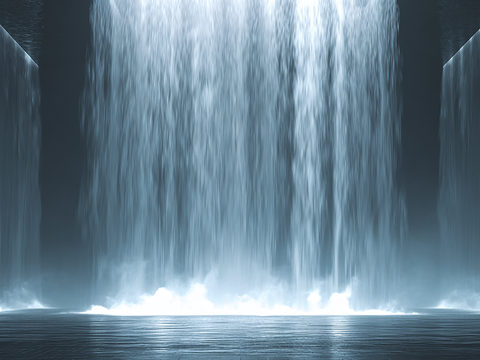  现代电子屏幕 瀑布画面 