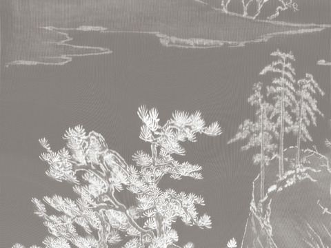  中式玄关山水壁画 