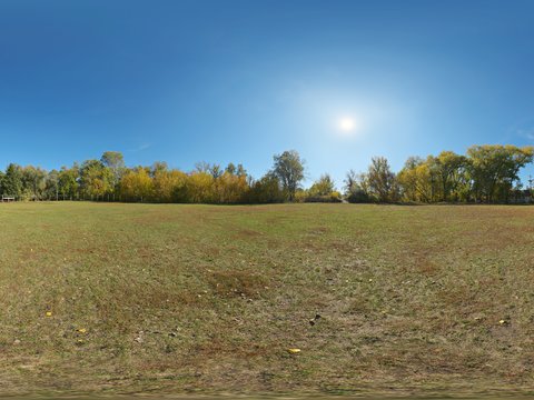  草坪树木天空外景 