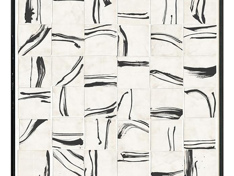  现代黑白线条挂画贴图 