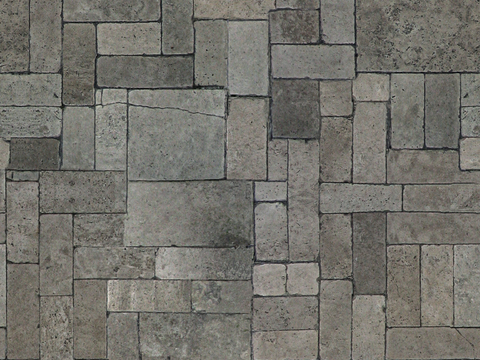  现代其它地面_中式仿古砖_做旧地面_青石板地砖_碎石铺地 