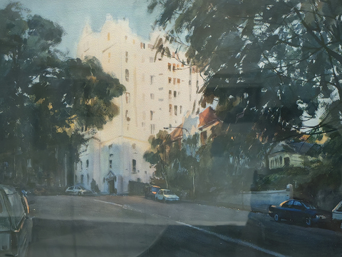  水彩画 装饰画 风景画 