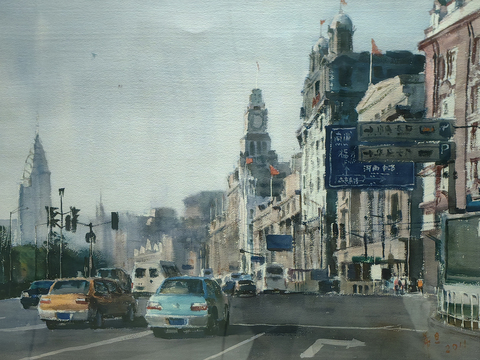  水彩画 装饰画 风景画 