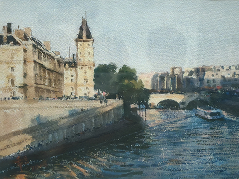  水彩画 装饰画 风景画 