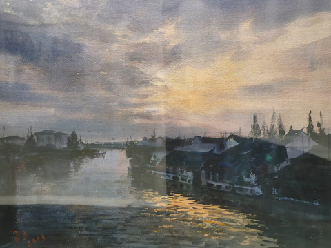  水彩画 装饰画 风景画 