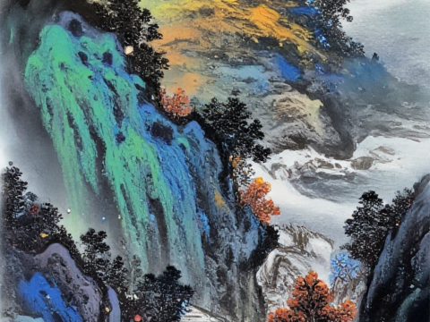 新中式水墨山水画长卷