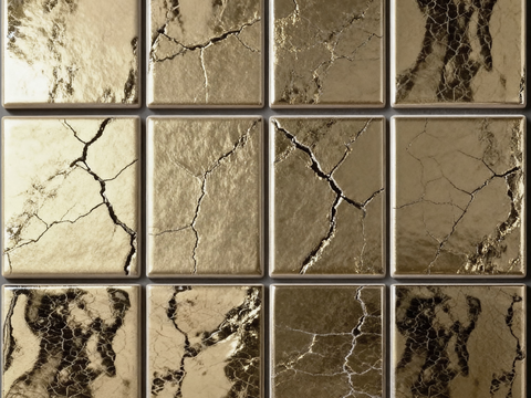 香槟金色电镀瓷砖 冰裂纹香槟金瓷砖 轻奢瓷砖 金属砖 裂纹砖