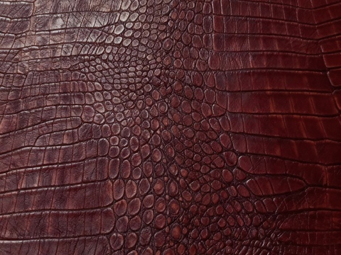  酒红色鳄鱼皮革硬包 新中式高奢鳄鱼皮革墙纸  深红色皮革 