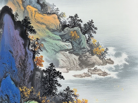 新中式水墨山水画长卷