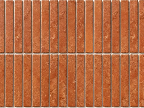 中古复古陶瓷马赛克 侘寂陶瓷马赛克 长条复古条形砖 橙红色条
