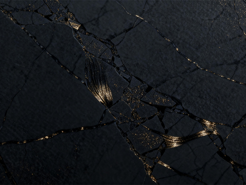黑金抽象装饰画 黑色金裂纹抽象装饰画