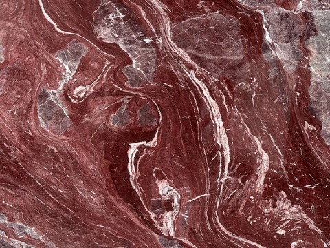 新中式禅意山水大理石 安可拉红大理石 红色奢石 酒红色大理石