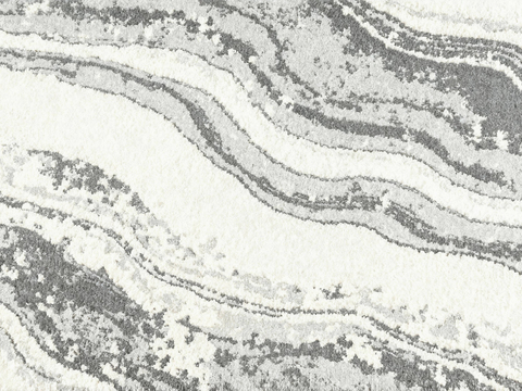 现代新中式条纹地毯 灰白条纹地毯 波浪造型 泼墨山水地毯