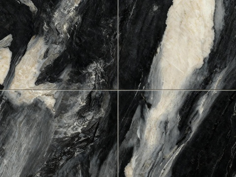 现代新中式泼墨山水黑地砖 黑色瓷砖 黑白大理石纹瓷砖