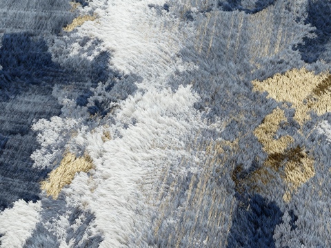 现代轻奢抽象纹理地毯 蓝白抽象花纹地毯  泼墨抽象花纹地毯