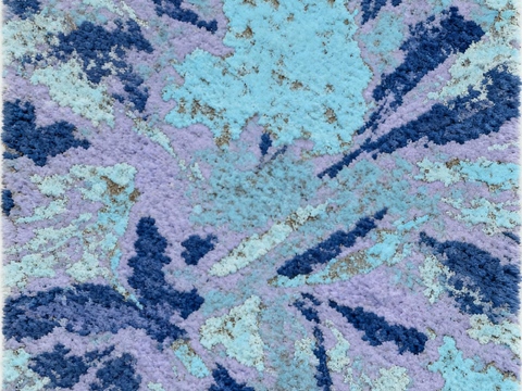 现代轻奢紫蓝色抽象纹理地毯  蓝色泼墨纹地毯 紫色系做旧地毯