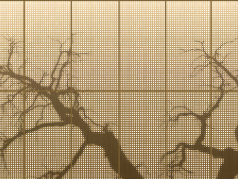 褐色树杈形纹理穿孔铝板贴图