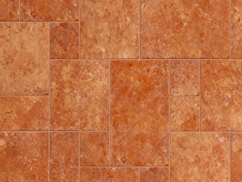 红色大理石拼花 红橙仿古砖罗马拼地砖 红色复古砖 中古风红砖