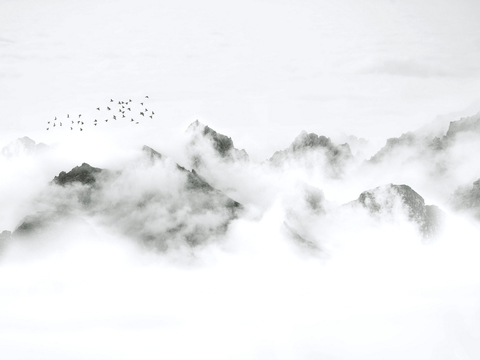 新中式立体壁画 背景墙壁画 山水壁画 墙画 壁纸 墙纸 墙布