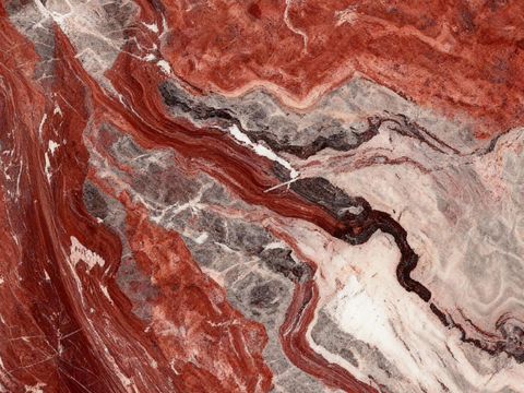 新中式禅意山水大理石 安可拉红大理石 红色奢石 酒红色大理石