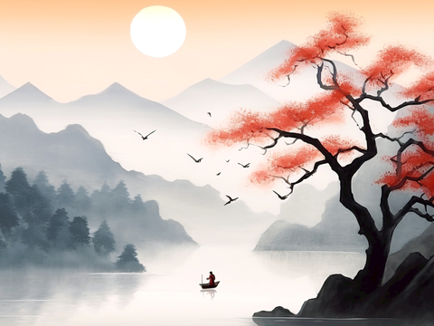 新中式立体壁画 背景墙壁画 山水壁画 墙画 壁纸 墙纸 墙布