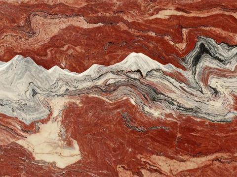 新中式禅意山水大理石 安可拉红大理石 红色奢石 酒红色大理石