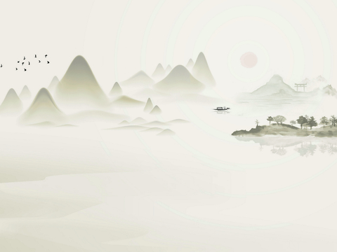 新中式立体壁画 背景墙壁画 山水壁画 墙画 壁纸 墙纸 墙布