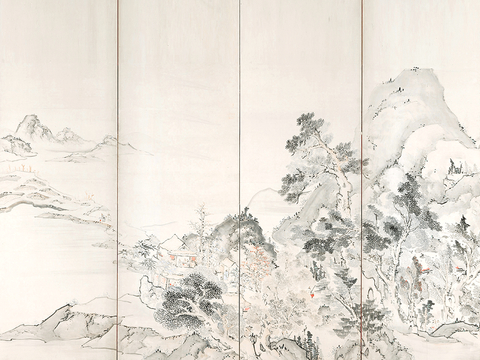 新中式立体壁画 背景墙壁画 山水壁画 墙画 壁纸 墙纸 墙布