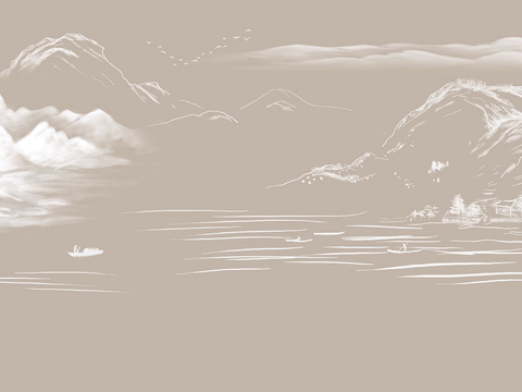 新中式立体壁画 背景墙壁画 山水壁画 墙画 壁纸 墙纸 墙布