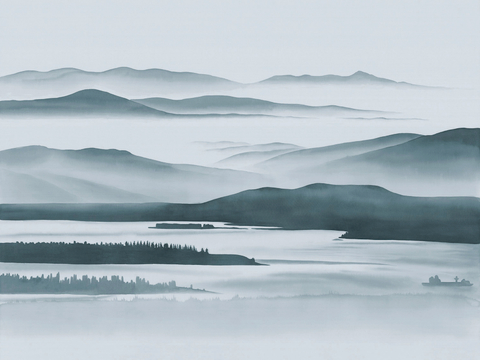 新中式立体壁画 背景墙壁画 山水壁画 墙画 壁纸 墙纸 墙布