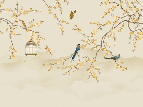 新中式立体壁画 背景墙壁画 山水壁画 墙画 壁纸 墙纸 墙布