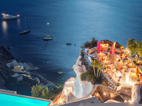 海边别墅夜景 外景