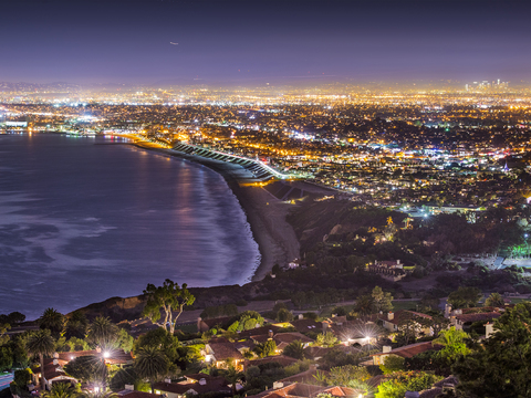都市风情海边夜景 外景