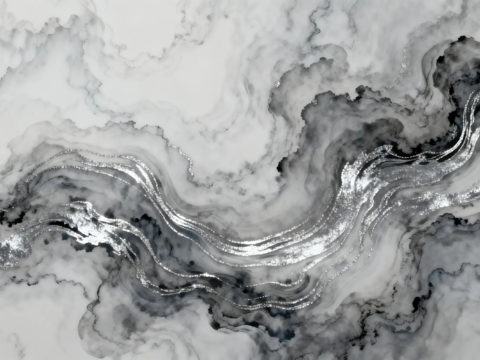 新中式泼墨山水画 中式抽象银丝泼墨山水装饰画 泼墨山水壁画