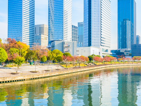 都市风情  城市建筑湖水风景 外景