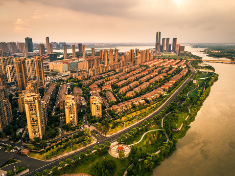 都市风情  雨后城市建筑风景 外景
