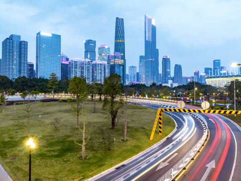  城市夜景 道路建筑风景 夜景 外景、 