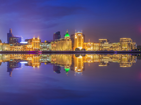 城市夜景 海边建筑风景 夜景 外景、