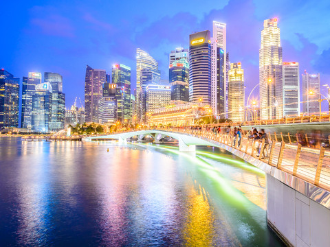 城市夜景 海边建筑风景 夜景 外景、