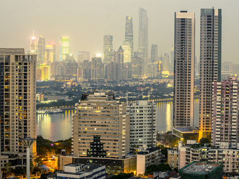 黄昏城市建筑外景 都市风情 外景