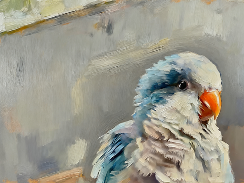 鹦鹉鸟类油画轻奢风现代画布