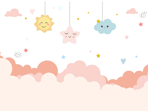 现代儿童房壁纸 壁画 墙纸 卡通壁纸 壁画 墙画 壁布 墙布