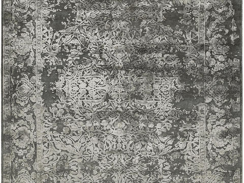 新中式印花地毯  灰色地毯 地毯 块毯 毛毯