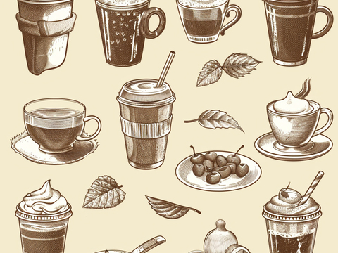 咖啡壁纸 花纹壁纸 卡通壁纸 壁纸