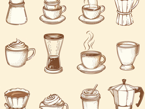 咖啡壁纸 花纹壁纸 卡通壁纸 壁纸